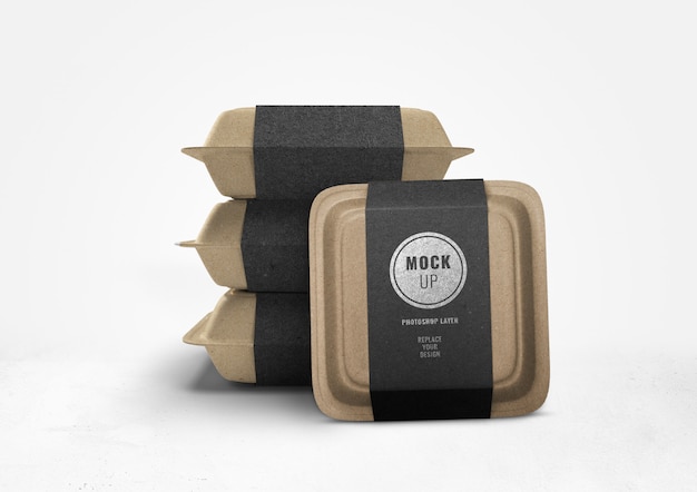 Brown food box advertising mockup 3d rendering