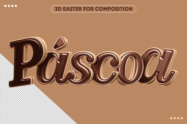 PSD marrone divertente pasqua logo 3d