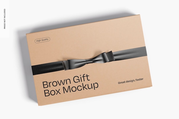 PSD brown gift box mockup right view