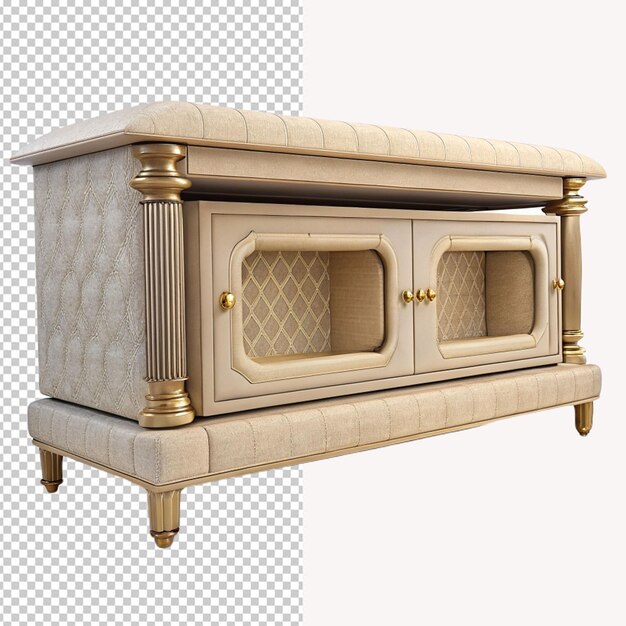 PSD a brown and gold sideboard with a gold knob and a gold knob