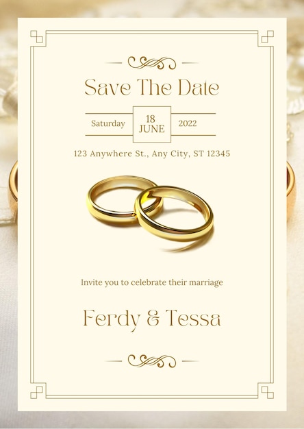 Brown and Gold Vintage Wedding Invitation 1