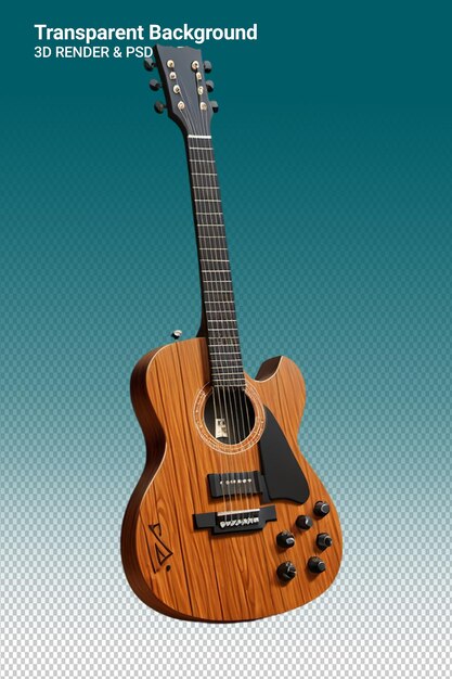 PSD a brown guitar with a black label on the front