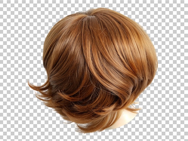 Brown hair wig extravaganza on transparent background