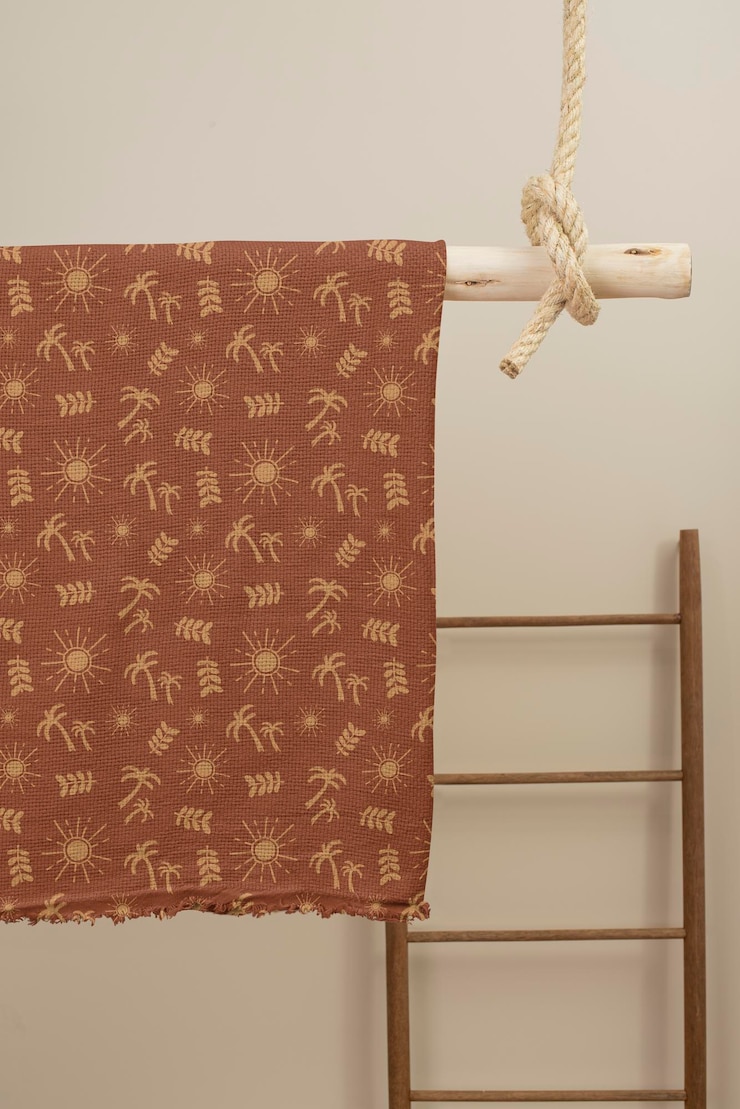 PSD brown handkerchief mockup tropical pattern design psd