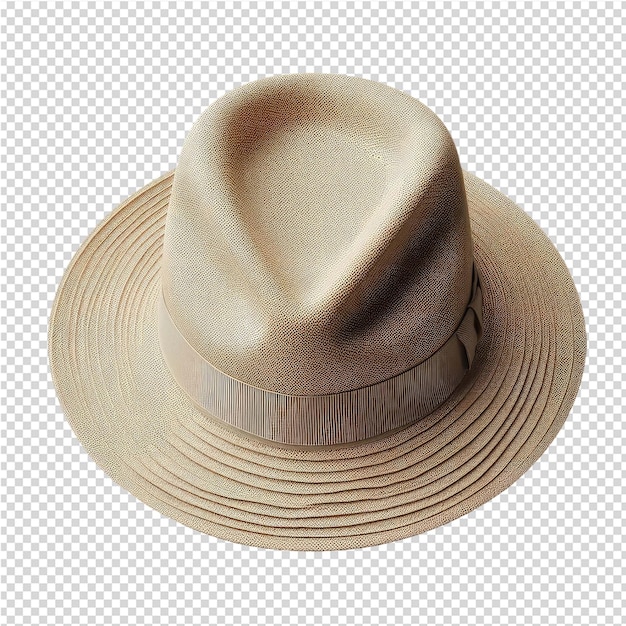 A brown hat with a black band on it