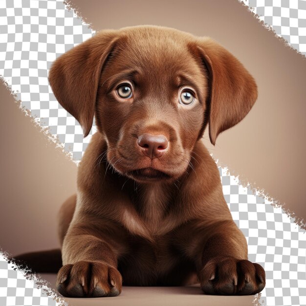 PSD brown lab puppy on transparent background