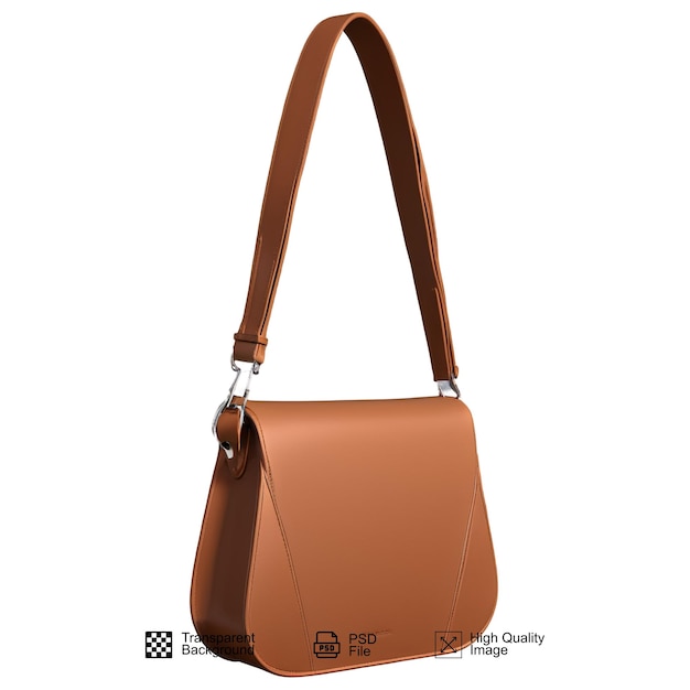 brown leather bag with transparent background
