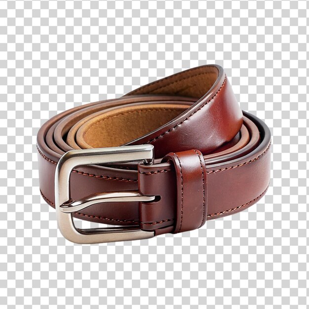 Brown leather belt isolated on transparent background