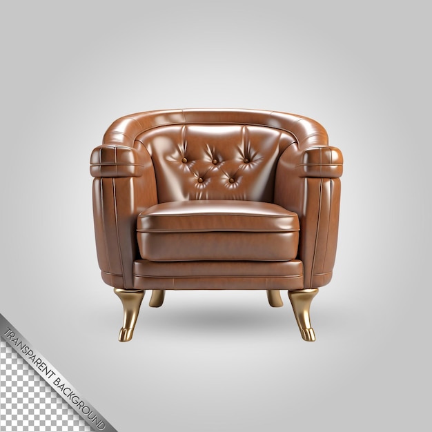 PSD a brown leather chair with a crown on the top