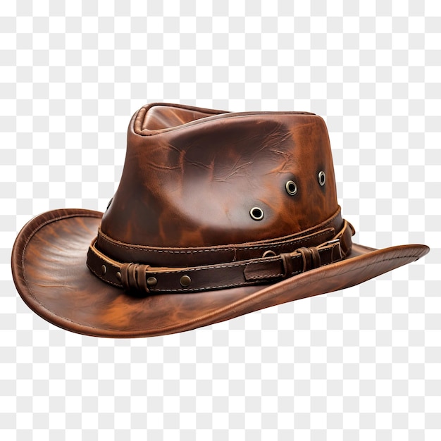 PSD brown leather cowboy hat isolated on transparent background