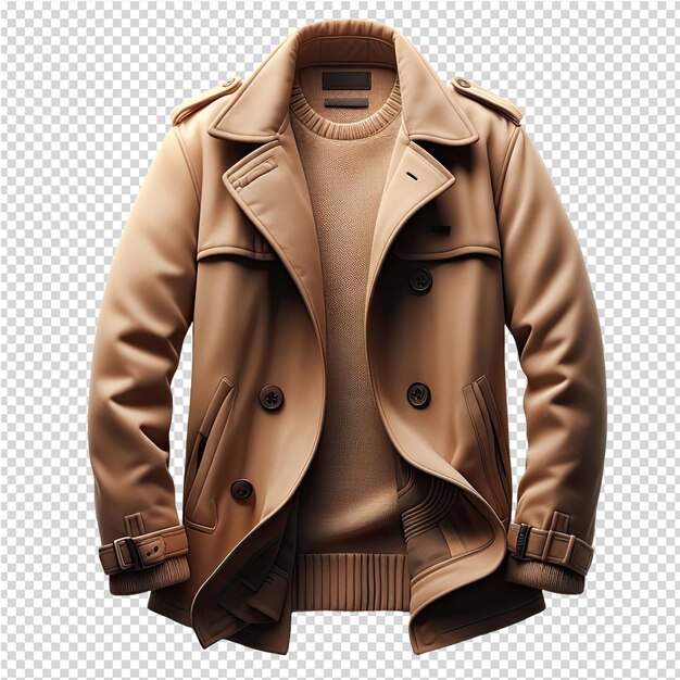 PSD a brown leather jacket with a zipper on the front and the front of the back