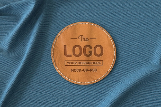 brown leather label mockup