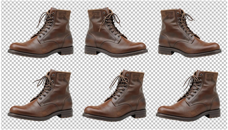 PSD brown leather lace-up boots for men