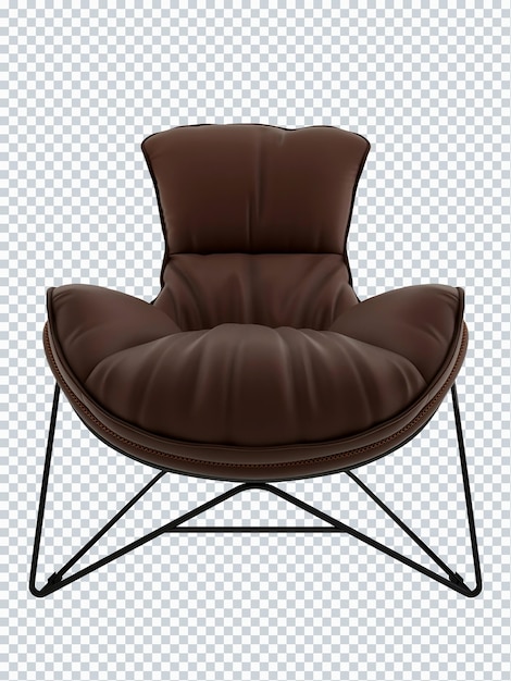 Brown leather lazy sofa mockup. front view. chair mockup. transparent.