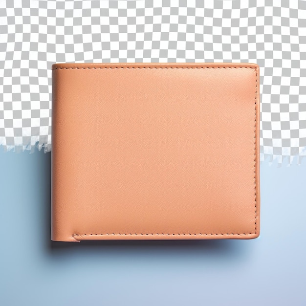 PSD brown leather wallet with symmetry art on transparent background