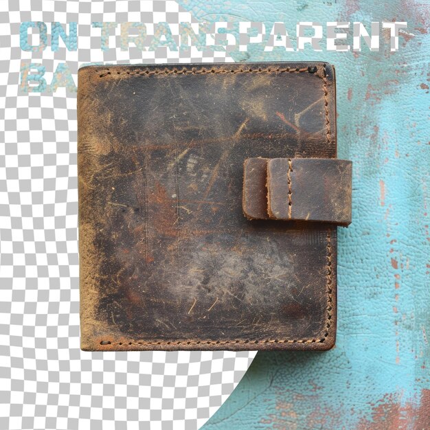 PSD a brown leather wallet with the word  on it