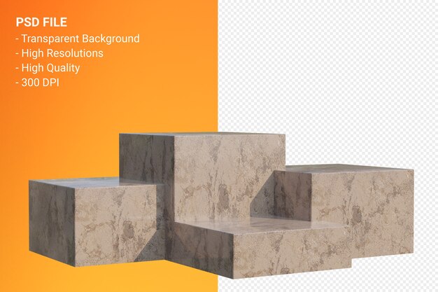 Brown marble podium minimal isolated for cosmetic product presentation