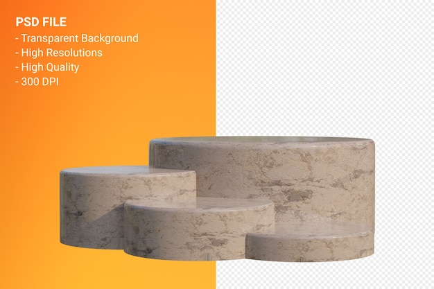 Brown Marble Podium minimal isolated for cosmetic product presentation