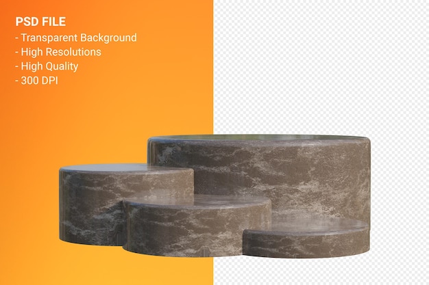 Brown Marble Podium minimal isolated for cosmetic product presentation
