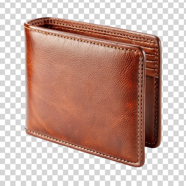 PSD portafoglio maschile marrone isolato su sfondo trasparente