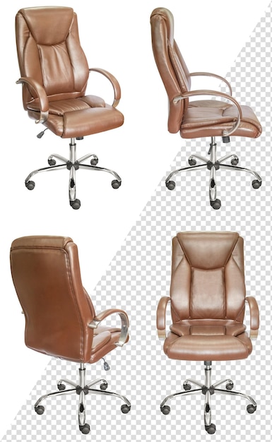 Brown office chair. isolated from the background. view from different sides