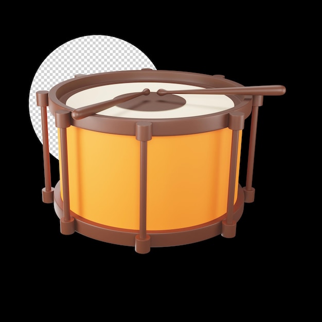 PSD brown and orange snare drum 3d icon against black background