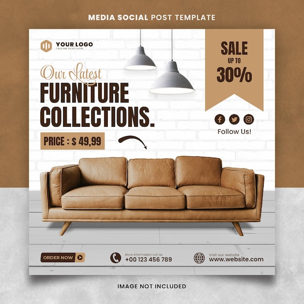 PSD brown our latest furniture collections media social post template