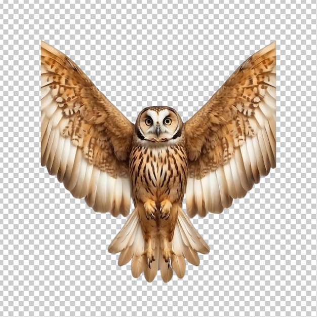 PSD brown owl on white background of gray background