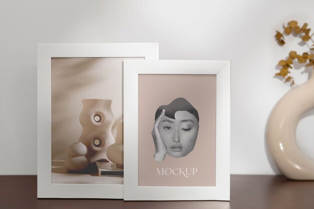 PSD mockup di cornice bianca tavolozza marrone