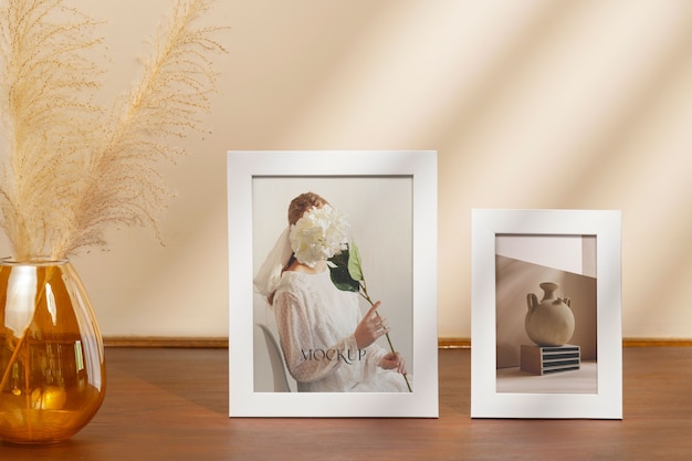 Brown palette white frame mockup