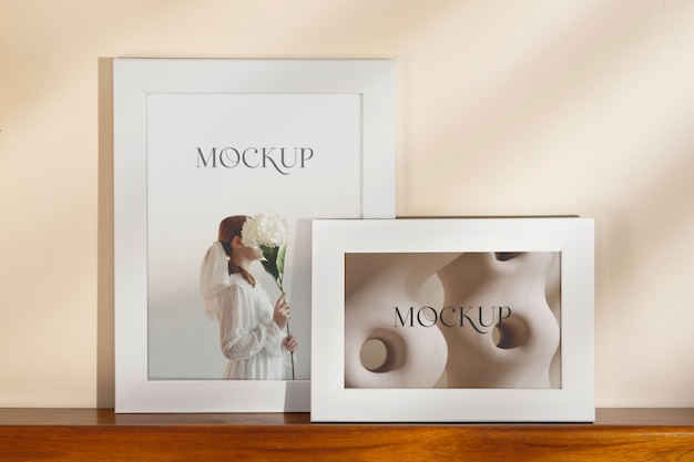 PSD mockup di cornice bianca tavolozza marrone