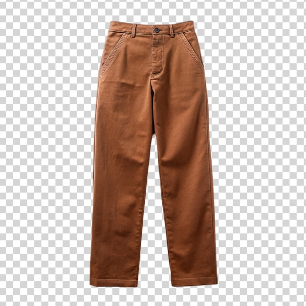 PSD pantaloni marroni isolati su sfondo trasparente