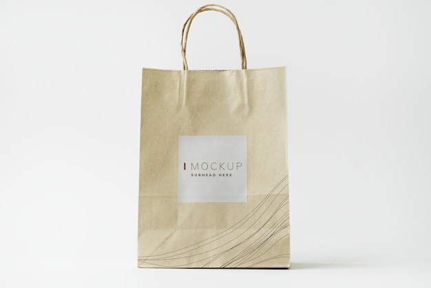 Brown paper bag design mockup