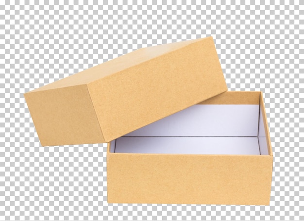 PSD brown paper box opened isolated