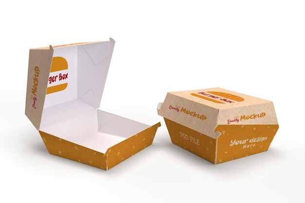 brown paper burger box mockup