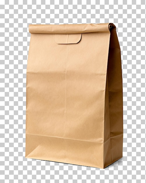 Brown paper lunch bag isolated on transparent background png psd