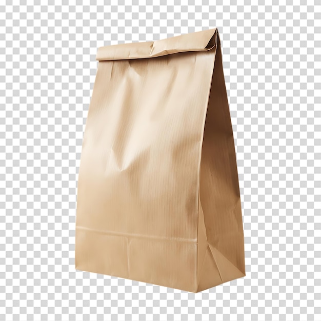 brown paper lunch bag isolated on transparent background
