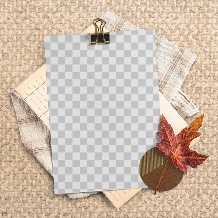 PSD brown paper png mockup botanical design transparent background