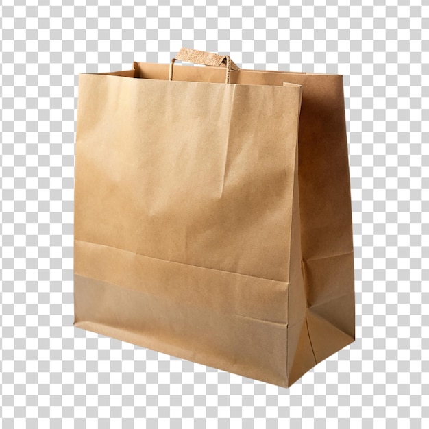 PSD Коричневая бумажная сумка для покупок, изолированная на прозрачном фоне