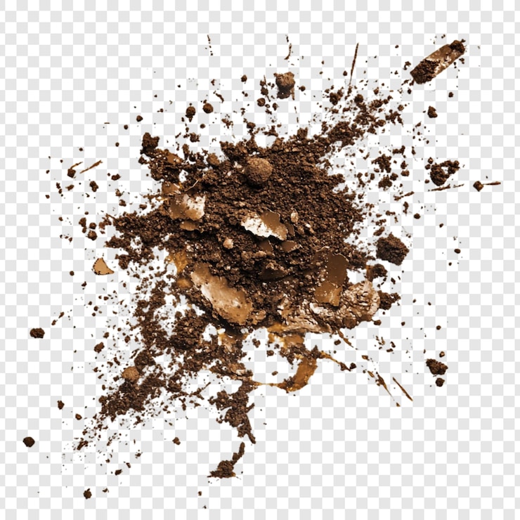 PSD brown powder explosion a textured macro shot of scattered earthtoned pigment