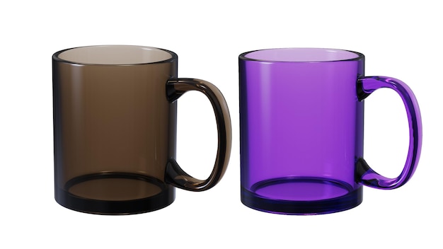 brown and purple clear glass cup mug psd