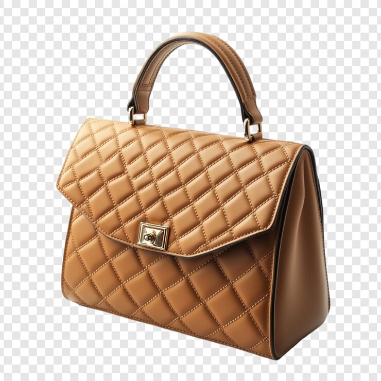PSD brown quilted leather handbag stylish accessory fashion design