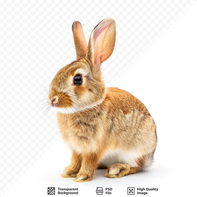 PSD brown rabbit on white isolated background