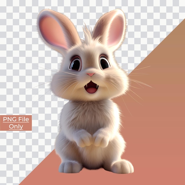 A brown rabbit with a cute face sits on surface soft smooth lighting only png premium psd