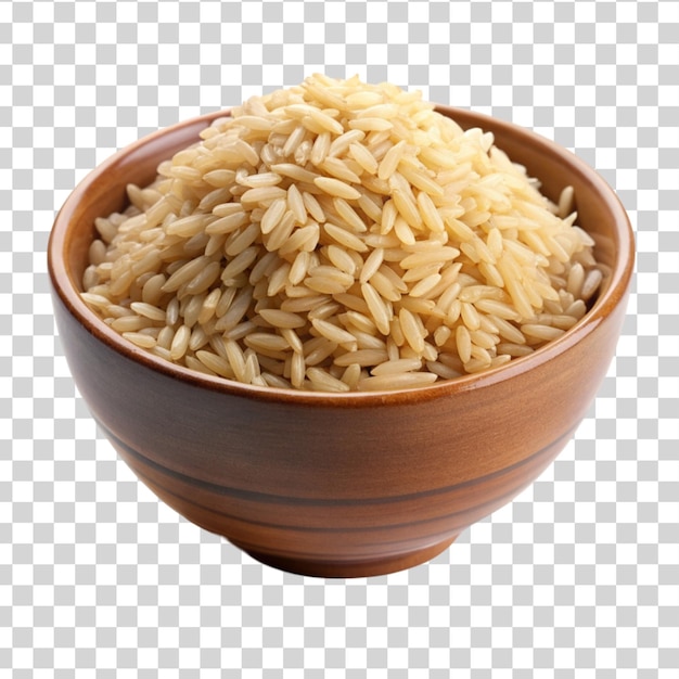 PSD brown rice on bow isolated on transparent background