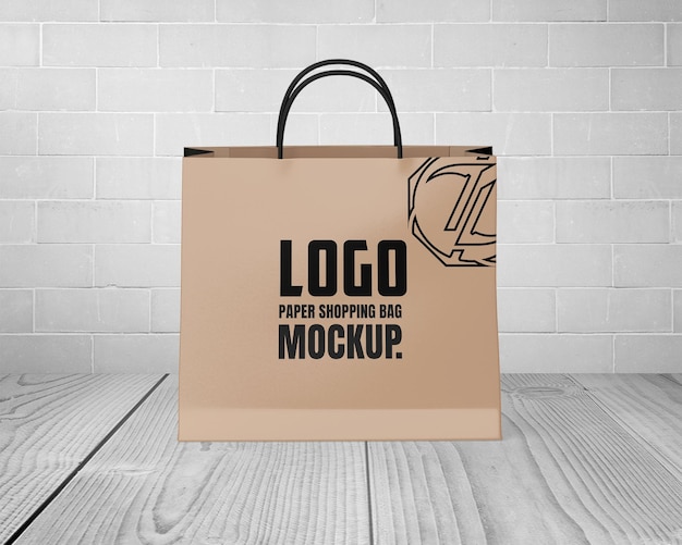 PSD a brown shopping bag with the logo logo on it