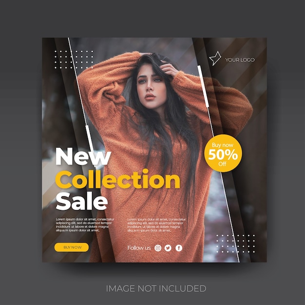 PSD brown stylish instagram fashion sale social media post feed template collection