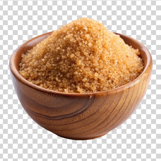 PSD brown sugar on bowl isolated on transparent background