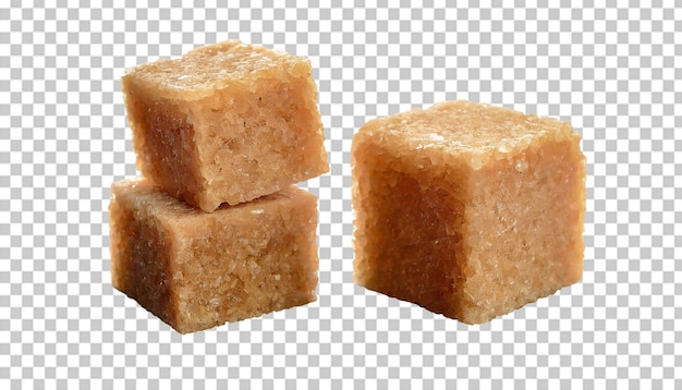 PSD brown sugar cubes isolated on transparent background