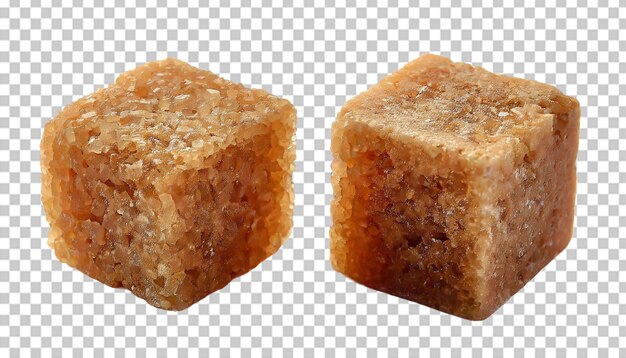 PSD brown sugar cubes isolated on transparent background